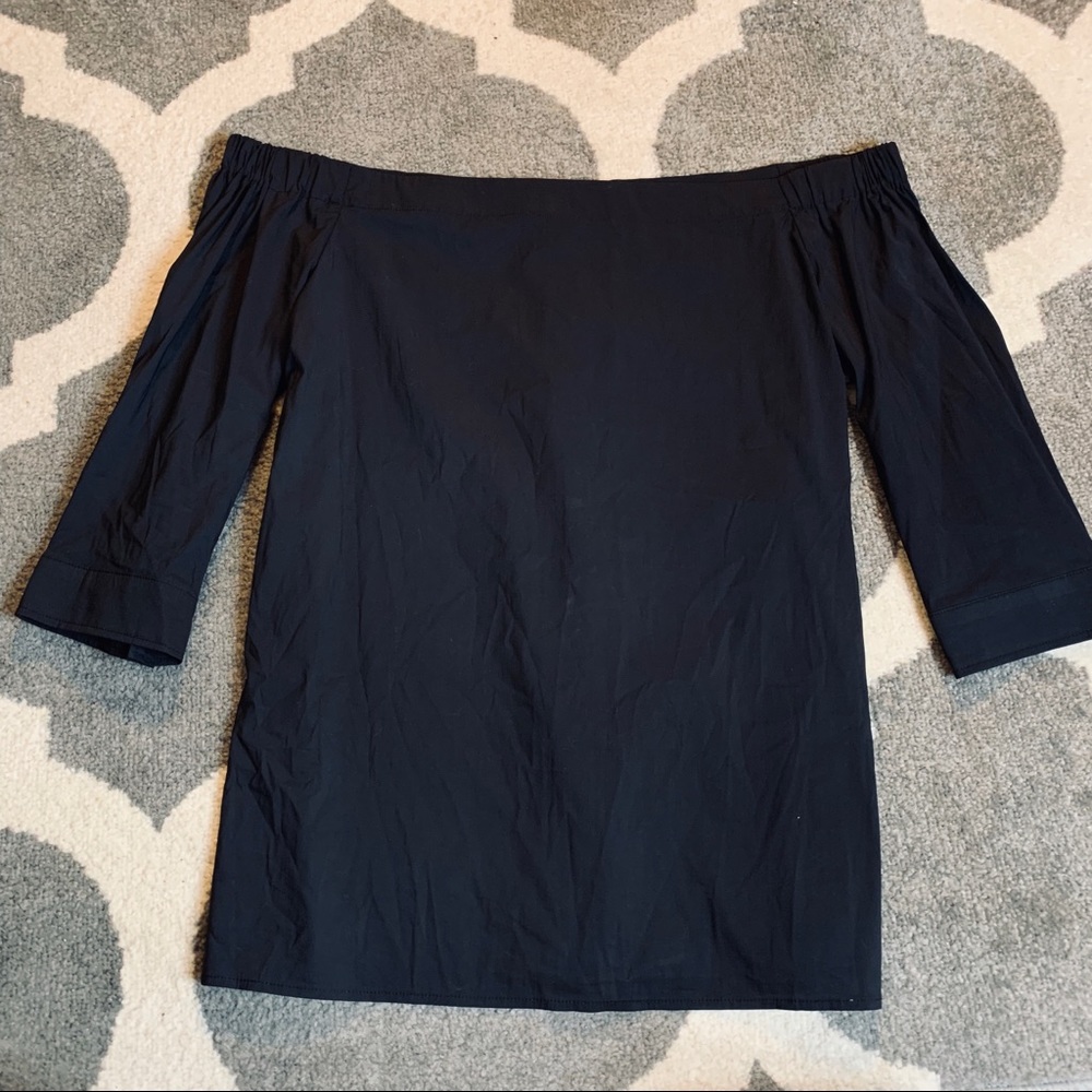Halogen Off Shoulder 3/4 Sleeve Top Basic Black XL